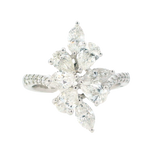 Elegant & Trendy 18K White Gold Marquise, Pear & Round 2.16 Carat Diamond Ring