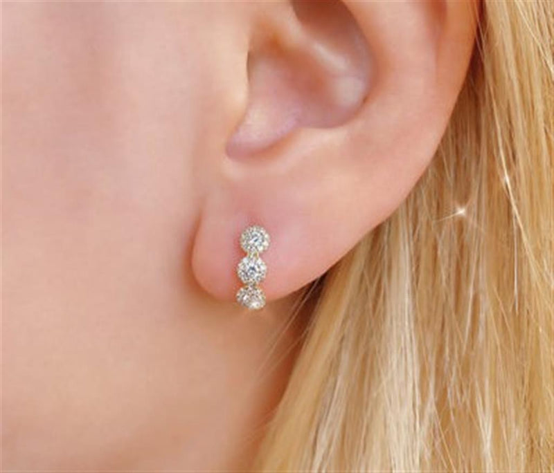 Classic & Contemporary 14K Yellow Gold 0.37 Carats Diamond Huggie Earrings