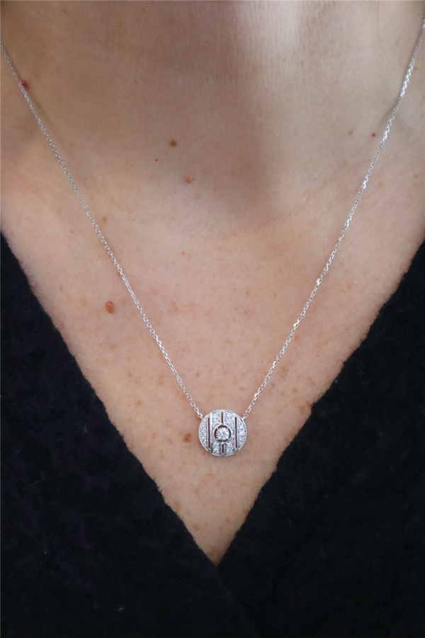 Elegant Diamond Necklaces 18K Gold White 0.30 Carats Diamonds Vintage Inspired Pendant Necklace - 18 Inch