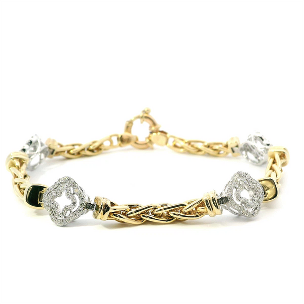 Sophisticated & Timeless Diamond Bracelets 14K Gold Two-Toned Primary Stone.Shape Primary Stone.Type & Stone 2.Shape Stone 2.Type Link Bracelet - 0.95 CTW, Size 8 Inch