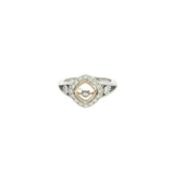 Elegant & Trendy 14K White & Yelow Gold 0.61 Carats Diamond Halo Ring