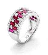 Bold & Elegant 18K White Gold Baguette Cut 2.28 Carats Ruby & 0.83 Carats Diamond Ring