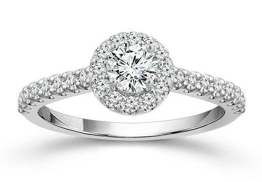White 14 Karat Gold 1 Carats Diamond Halo Engagement Ring