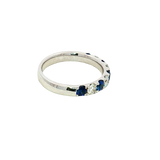 Bold & Elegant 18K White Gold 0.66 Carats Blue Sapphire & 0.45 Carats Diamond Stackable Band