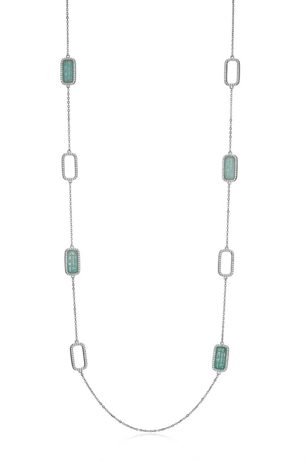 White Sterling Silver Station Necklace