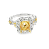 Elegant Diamond Mountings 18K White & Yellow Gold 0.82 Carats Diamond Halo Semi Mount Ring