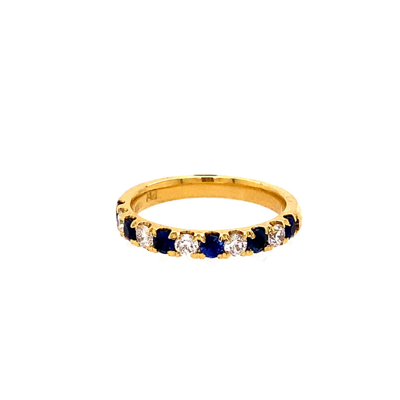 Yellow 18 Karat Gold 0.52 Carats Sapphire & 0.35 Carats Diamond Stackable Ring