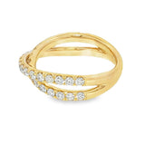 Elegant & Trendy 18K Yellow Gold 1.09 Carats Diamond Criss Cross Ring