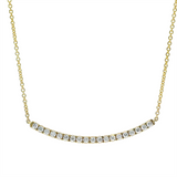 Elegant Diamond Necklaces 18K Gold Yellow 0.41 Carats Diamonds Curved Bar Necklace - 16 Inch