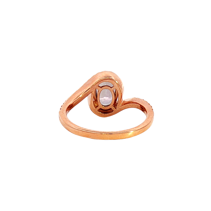 Bold & Elegant 14K Rosé Gold Oval Cut 1.97 Carats Lavender Sapphire 
& 0.24 Carats Diamond Ring