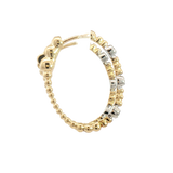 Classic & Contemporary 14K Yellow & White 0.11 Carats Diamond Oval Beaded Hoop Earrings