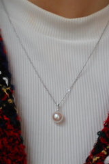 Elegant Pearl Necklaces & Pendants 14K White Gold 8 - 8.5 MM Akoya Cultured Pearl & 0.02 Carats Diamond Necklce - 18 Inch