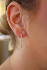 Classic & Contemporary 18K White Gold 0.47 Carats Diamond Threader Earrings