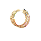 Vibrant Color Stone 14K Yellow Gold Oval Cut 6.78 Carats Multi Colored Sapphire Large Hoop Earrings