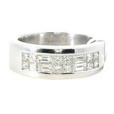 Elegant & Trendy 18K White Gold Channel Set Baguette & Princess Cut 0.84 Carat Diamond Ring