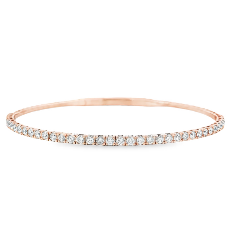 Sophisticated & Timeless Diamond Bracelets 14K Gold Rosé & Titanium Flex Diamond Bangle Bracelet - 0.97 CTW, Size 6 Inch