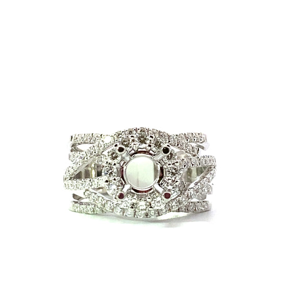 White 18 Karat Gold 1.18 Carats Diamond Halo Split Band Semi-Mount Engagement Ring