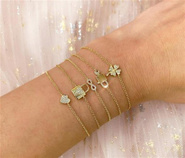 Sophisticated & Timeless Diamond Bracelets 14K Yellow Gold 0.04 Carats Diamond Infinity Bracelet - 7 Inch