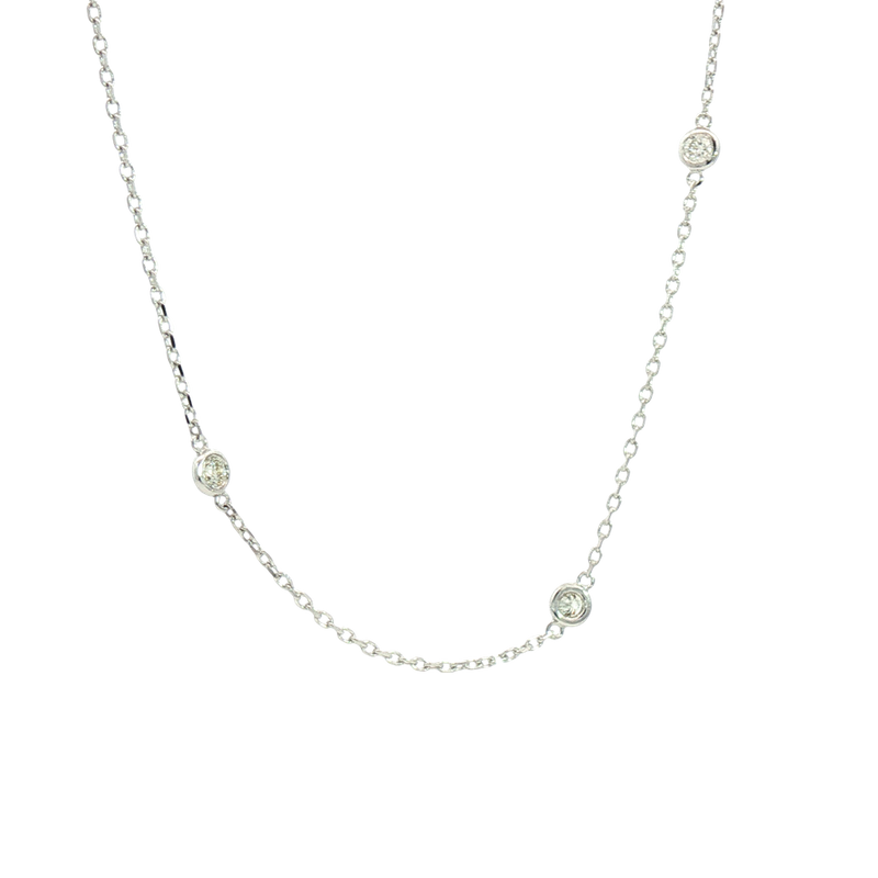 Elegant Diamond Necklaces 14K White Gold 0.56 Carats Diamond Station Necklace - 18 Inch