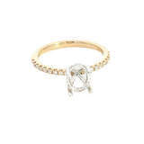 Elegant Diamond Mountings 14K Yellow & Whtie Gold Yellow 0.22 Carats Diamond Semi Mount Ring For Oval 1.0  Carat Gemstone