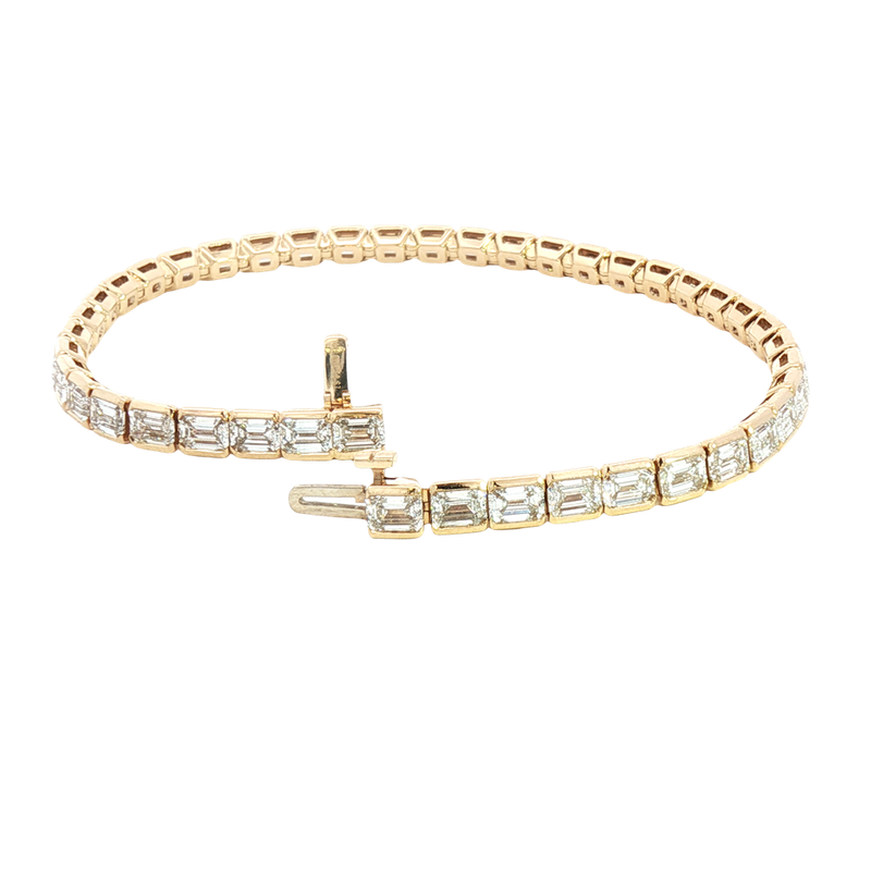 Sophisticated & Timeless Diamond Bracelets 14K Yellow Gold Emerald Cut 8.67 Carats Lab Grown Diamonds Tennis Bracelet - 7 Inch