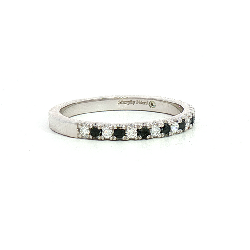 MPJ Exclusive Diamond Bands 14K Gold White & BlackAlternating Stackable 0.27 Carats Diamond Stackable Band