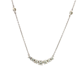 Elegant Diamond Necklaces 18K White Gold 0.87 Carats Diamond Flexible Smile Bar Station Necklace - 17 Inch