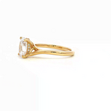 MPJ Exclusive Diamond Mountings 14K Gold Yellow Oval Solitaire 9x7 MM Diamond Collar Accented Engagement Ring - 0.06 Carats Accent Diamonds