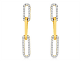 Classic & Contemporary 14K Yellow Gold 0.28 Carats Diamond Paper Clip Link Dangle Earrings