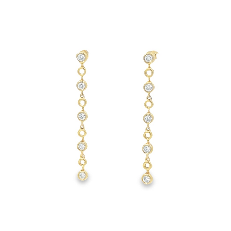 Yellow 18 Karat Gold 0.26 Carats Diamond Dangle Earrings