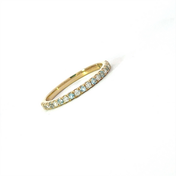 Murphy Pitard Exclusive Yellow 14 Karat Gold 0.18 Carats Blue Topaz & 0.13 Carats Diamond Stackable Band