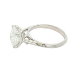 14K White Gold Round Cut 3.0 Carats Lab Grown Diamond Knife Edge Solitaire Ring