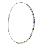Elegant & Eye Catching 14K Gold Two-Toned 0.65 Carats H/I Diamonds & 0.88 Carats Sapphires Bangle Bracelet, Length 8 Inch