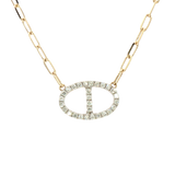 Elegant Diamond Necklaces 14K Yellow & White Gold 0.19 Carats Diamond Necklace - 18 Inch