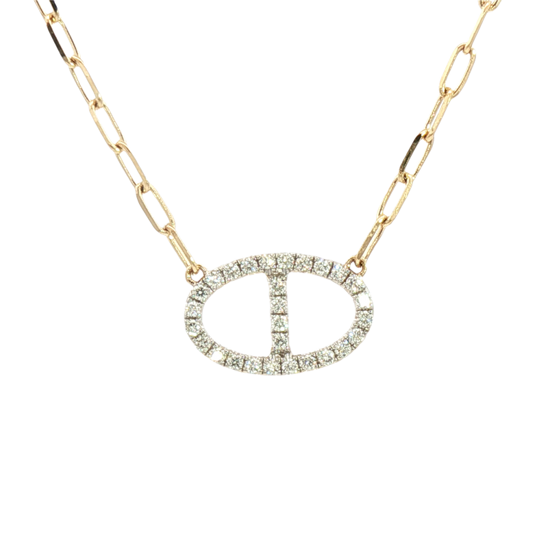 Elegant Diamond Necklaces 14K Yellow & White Gold 0.19 Carats Diamond Necklace - 18 Inch