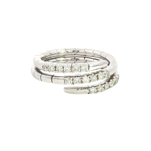 Elegant & Trendy 14K White Gold 0.40 Carats Diamond Flexible Bypass Ring