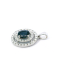 Vibrant 18K White Gold 0.34 Carats Sapphire & 0.45 Carats Diamonds Drop Pendant