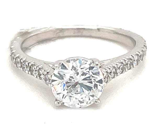 White 14 Karat Gold 1.53 Carats Diamond Solitaire Semi-Mount Engagement Ring