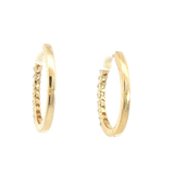 Classic & Contemporary 14K Yellow Gold 1/2 Carats Diamond Medium Hoop Earrings