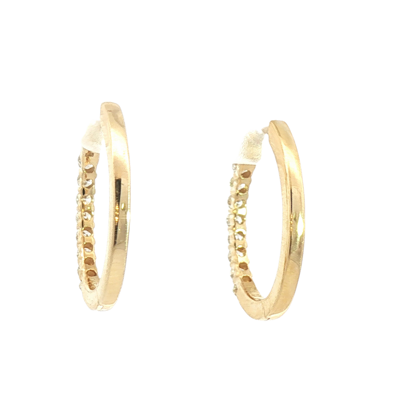 Classic & Contemporary 14K Yellow Gold 1/2 Carats Diamond Medium Hoop Earrings