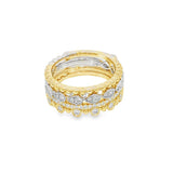 3 Pieces - 14K White & Yellow Gold 0.53 Carats Guard & 2 Rings Set
