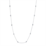 Elegant Diamond Necklaces 14K White Gold 0.28 Carats Diamond Station Necklace - 18 Inch