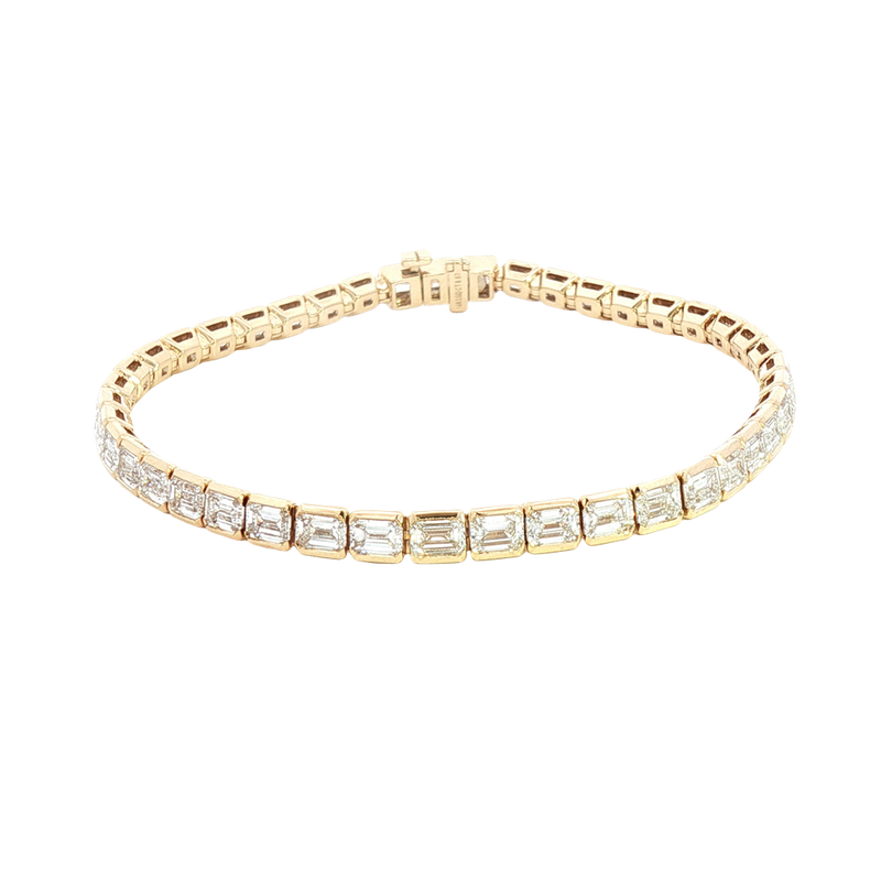 Sophisticated & Timeless Diamond Bracelets 14K Yellow Gold Emerald Cut 8.67 Carats Lab Grown Diamonds Tennis Bracelet - 7 Inch