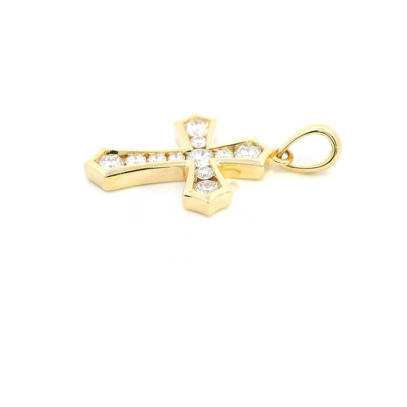 Elegant Diamond Necklaces & Pendants 18K Yellow Gold 0.31 Carats Diamond Small Cross Pendant