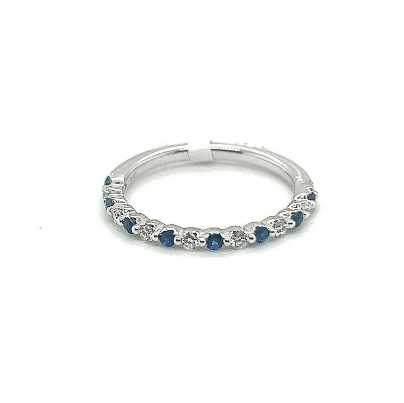 White 14 Karat Gold 0.17 Carats Sapphires & 0.15 Carats Diamonds Stackable Ring
