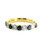 Bold & Elegant 18K Yellow Gold Stackable 0.70 Carats Blue Sapphire & 0.44 Carats Diamond Band