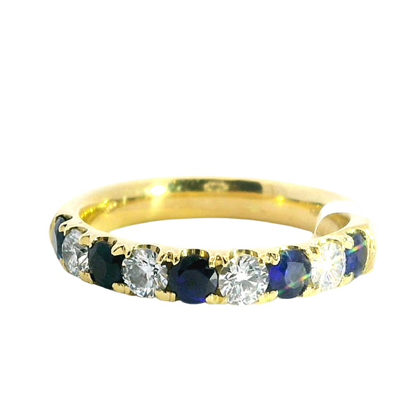 Bold & Elegant 18K Yellow Gold Stackable 0.70 Carats Blue Sapphire & 0.44 Carats Diamond Band