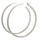 Classic & Contemporary 18K White Gold 1.23 Carats Diamond Inside Out 1 1/2 Inch Large Hoop Earrings