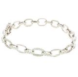 Sophisticated & Timeless Diamond Bracelets 18K White Gold 2.35 Carats Diamond Oval Link Bracelet - 7 Inch