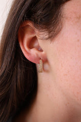 Classic & Contemporary 14K Yellow Gold 0.52 Carats Diamond Medium Oval Hoop Earrings